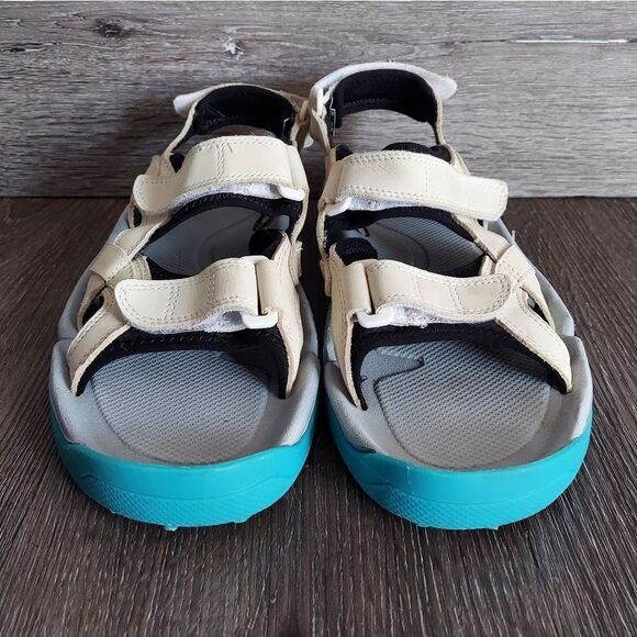 Crocs XTG LoPro Golf Sandal Women's 10 Cream Leather, Gray & Blue Shoes - Picture 2 of 9